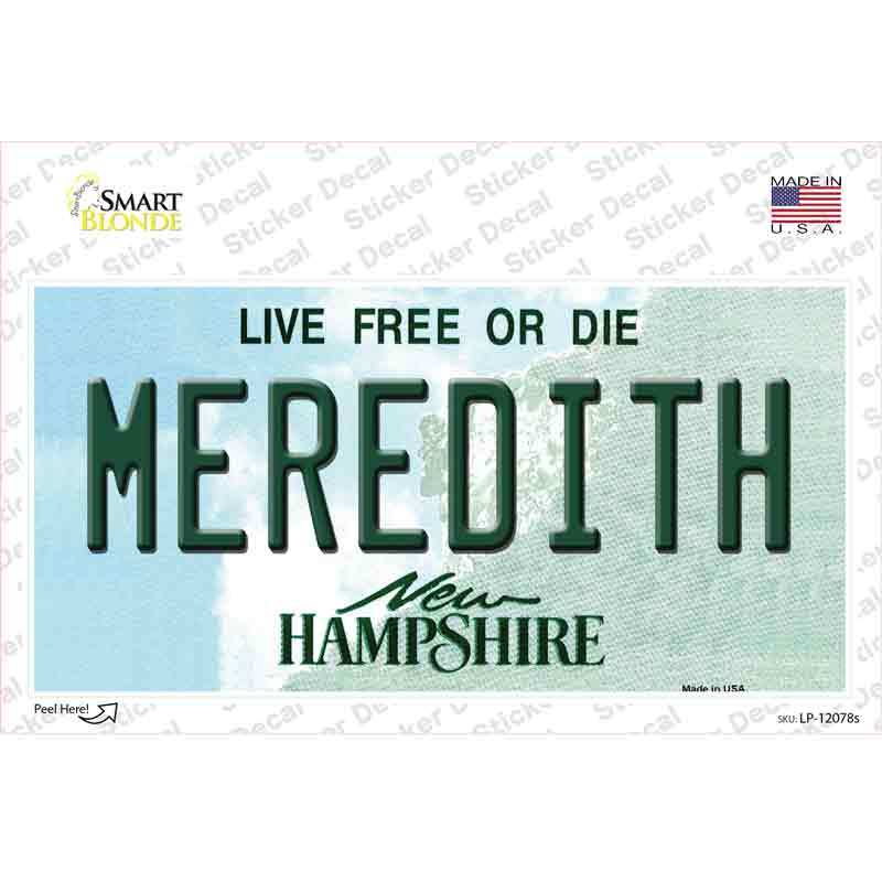 Meredith New Hampshire State Novelty Sticker Decal Small