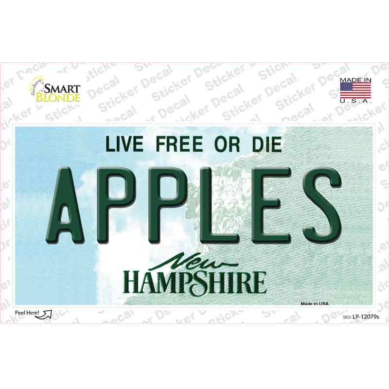 Apples New Hampshire State Novelty Sticker Decal Small