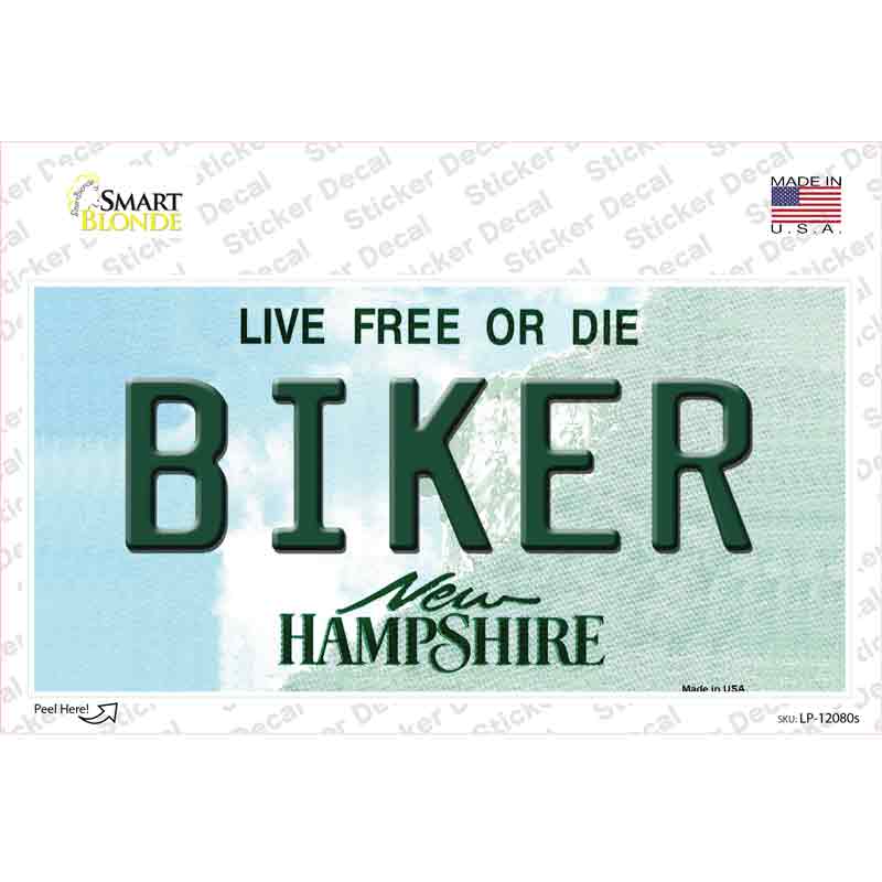 Biker New Hampshire State Novelty Sticker Decal Small