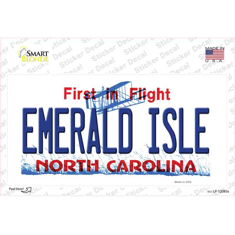 Emerald Island North Carolina State Novelty Sticker Decal Small