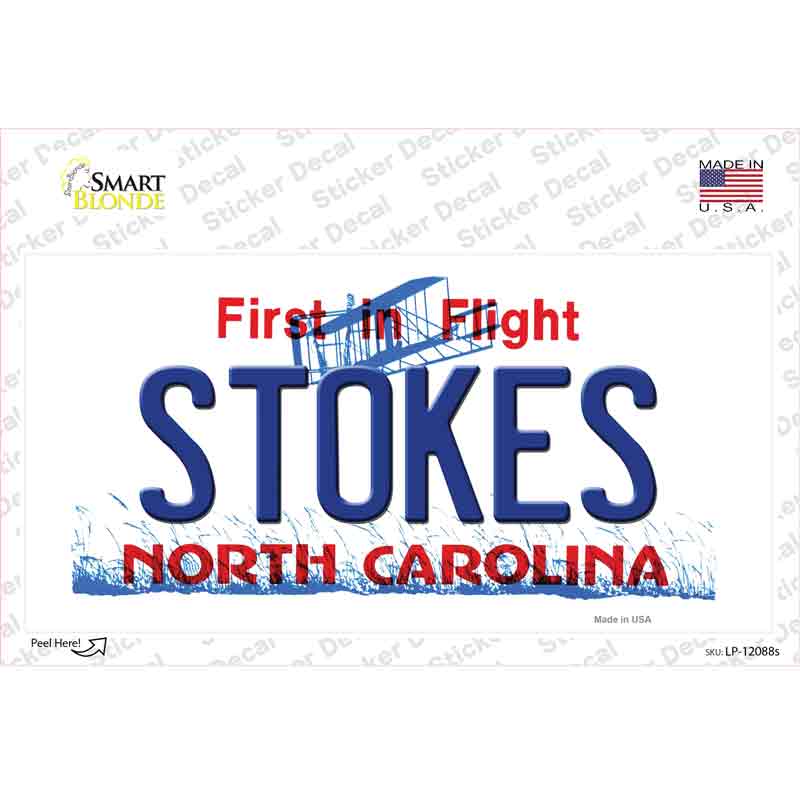 Stokes North Carolina State Novelty Sticker Decal Small