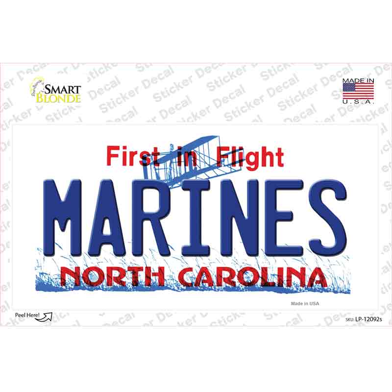 Marines North Carolina State Novelty Sticker Decal Small