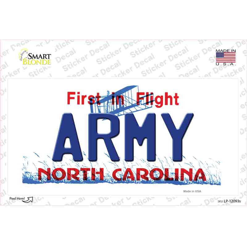 Army North Carolina State Novelty Sticker Decal Small