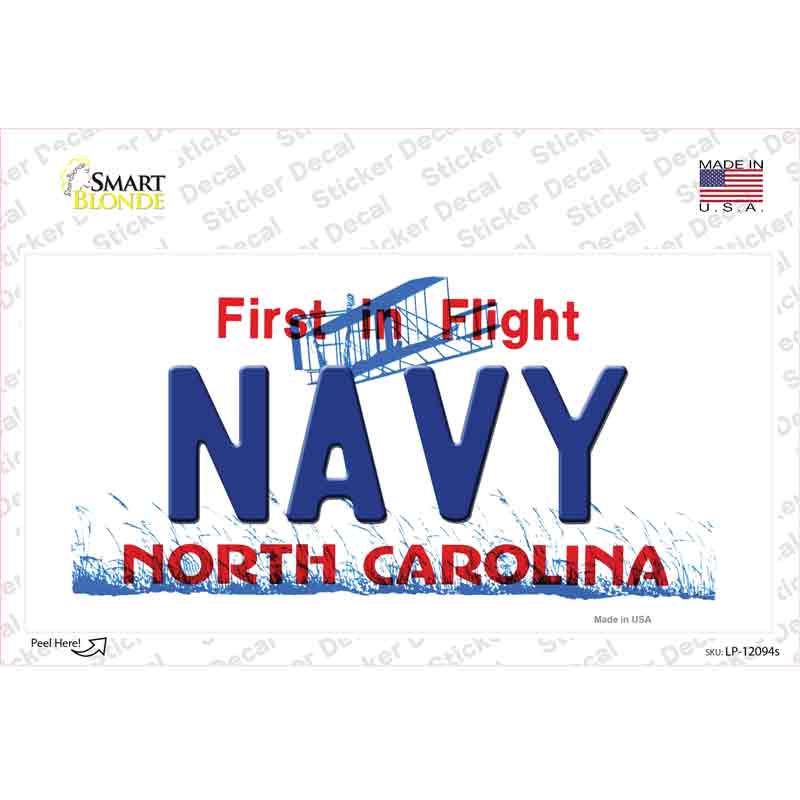 Navy North Carolina State Novelty Sticker Decal Small