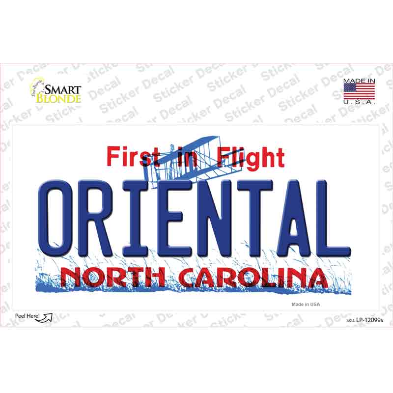 Oriental North Carolina State Novelty Sticker Decal Small