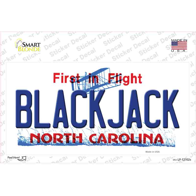 Blackjack North Carolina State Novelty Sticker Decal Small