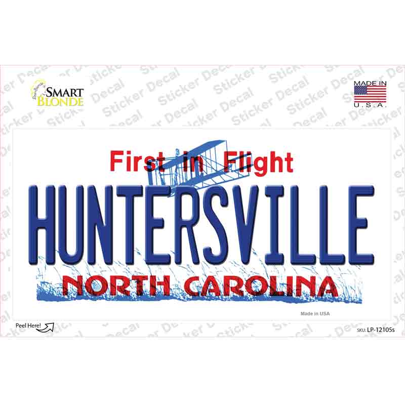 Huntersville North Carolina State Novelty Sticker Decal Small