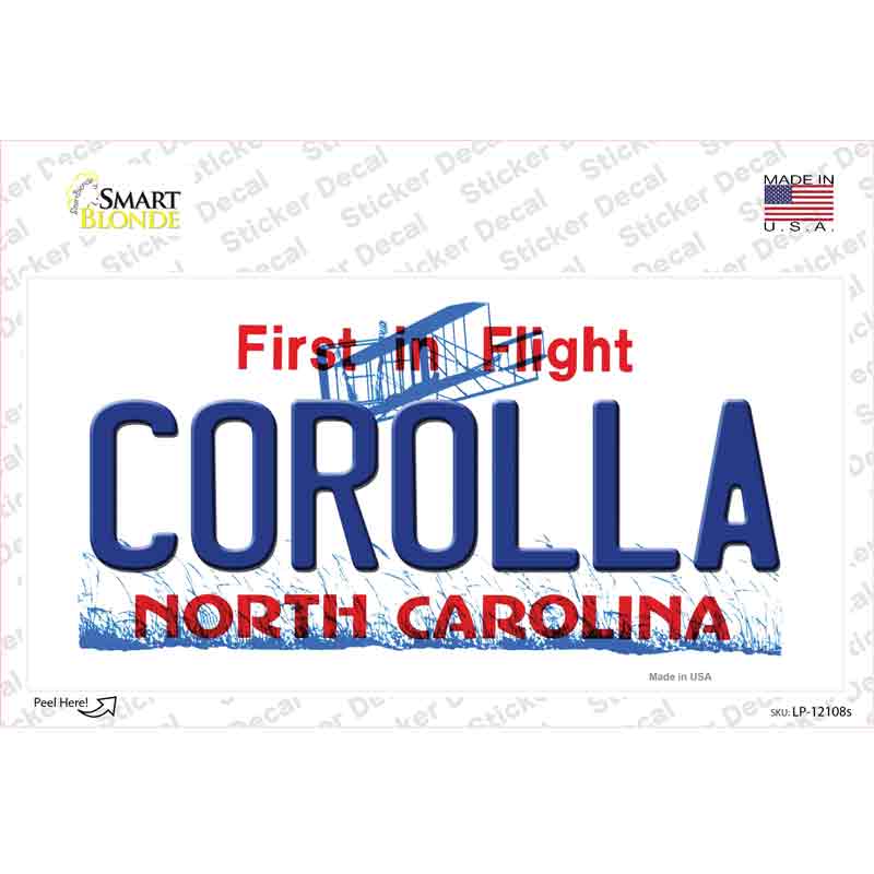 Corolla North Carolina State Novelty Sticker Decal Small