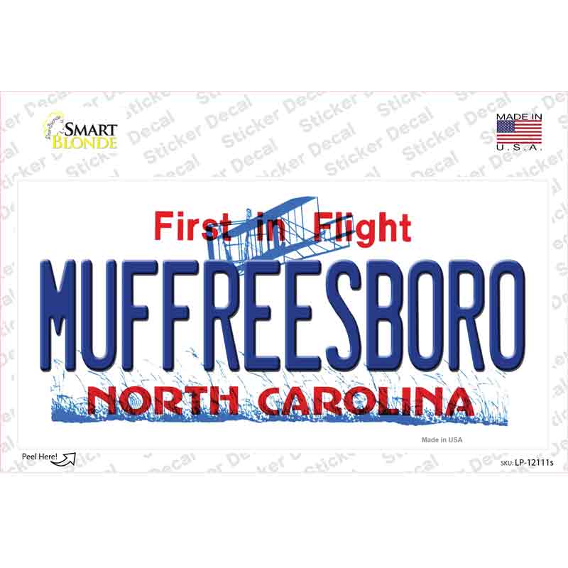 Murfreesboro North Carolina State Novelty Sticker Decal Small