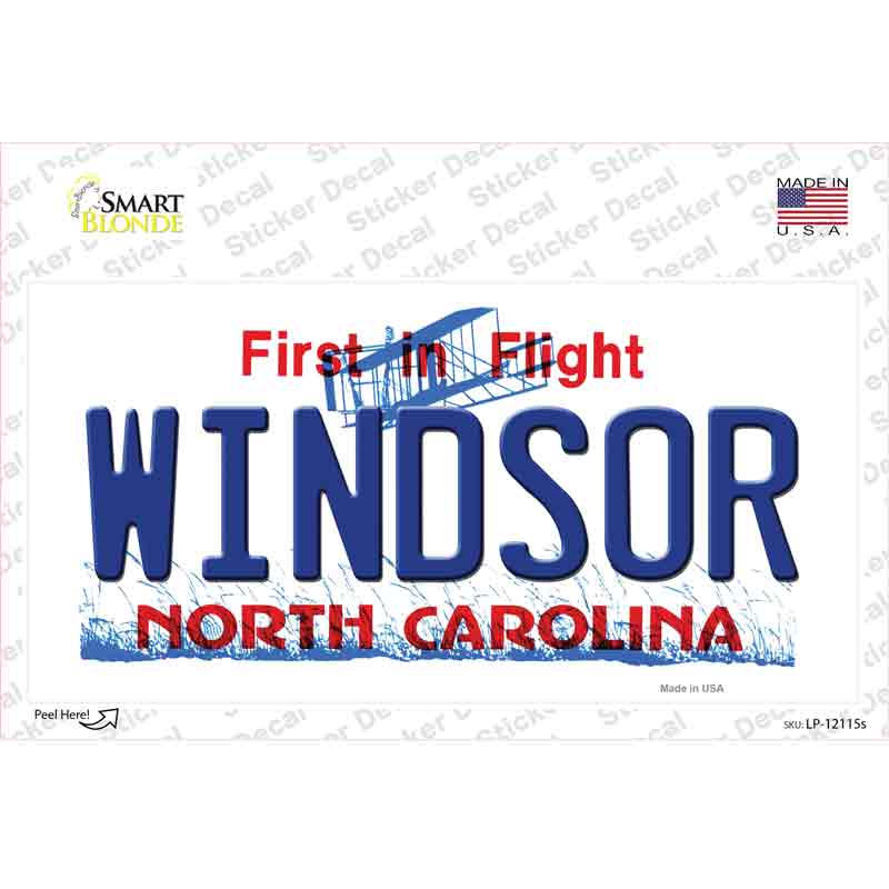 Windsor North Carolina State Novelty Sticker Decal Small