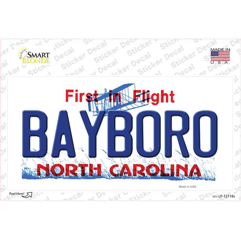 Bayboro North Carolina State Novelty Sticker Decal Small