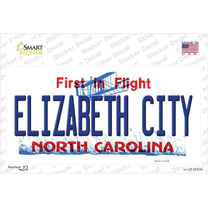 Elizabeth City North Carolina State Novelty Sticker Decal Small