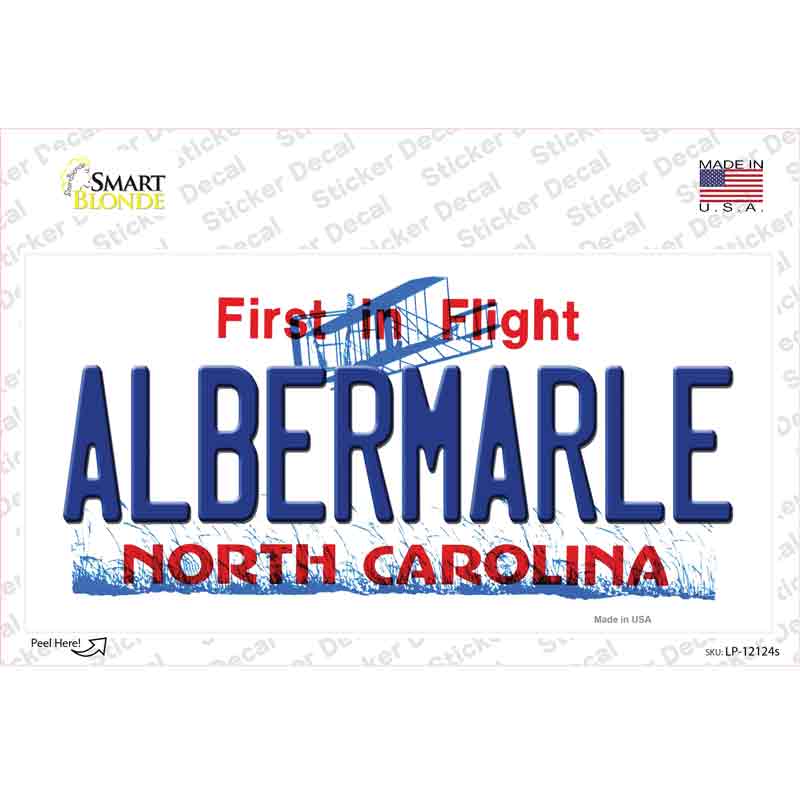 Albermarle North Carolina State Novelty Sticker Decal Small