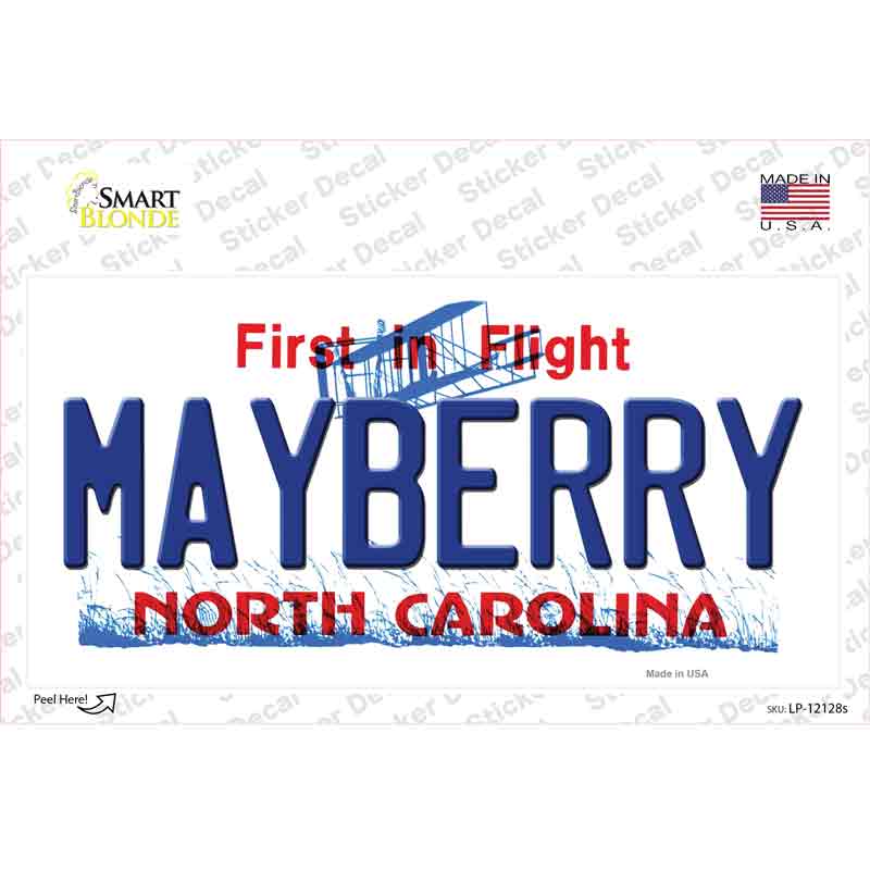 Mayberry North Carolina State Novelty Sticker Decal Small