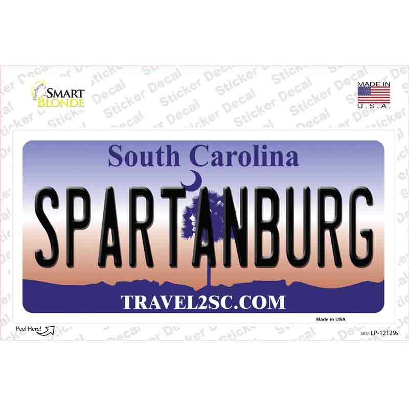 Spartanburg South Carolina State Novelty Sticker Decal