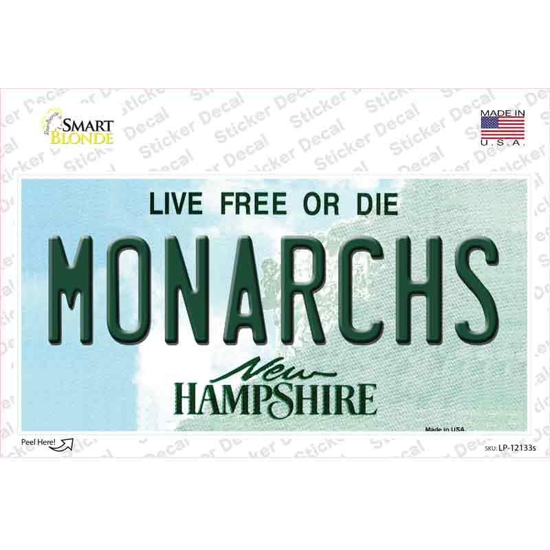 Monarchs New Hampshire Novelty Sticker Decal Small