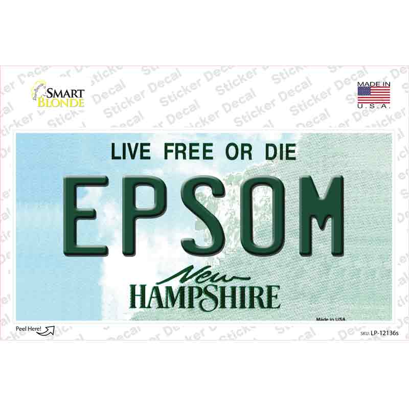 Epsom New Hampshire Novelty Sticker Decal Small