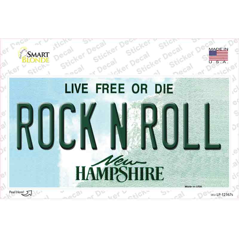 Rock N Roll New Hampshire Novelty Sticker Decal Small