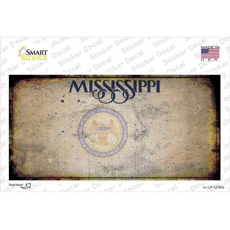 Mississippi Great Seal Rusty Blank Novelty Sticker Decal Small