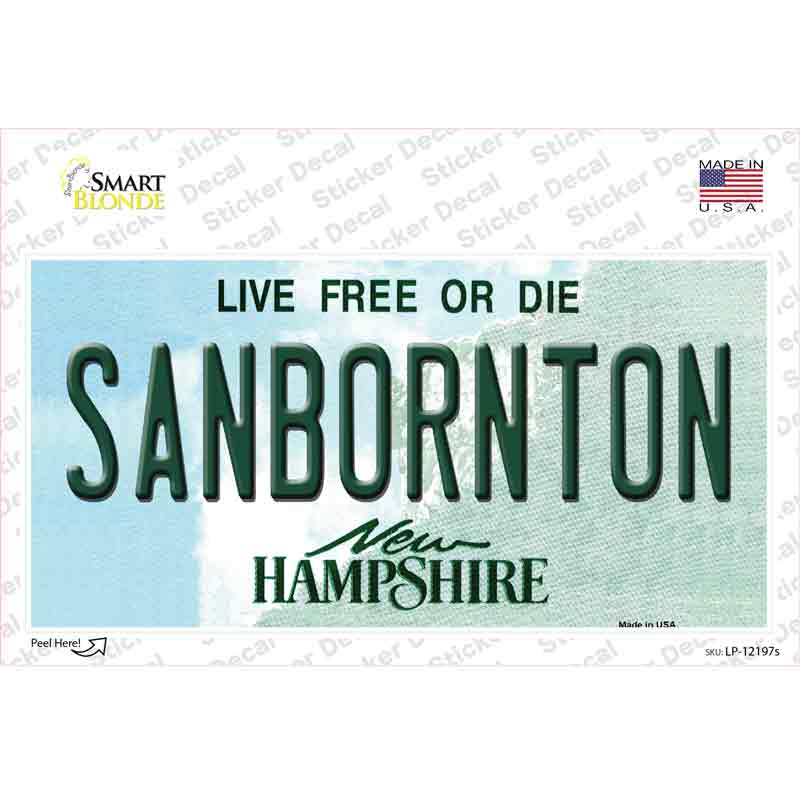 Sanbornton New Hampshire Novelty Sticker Decal Small