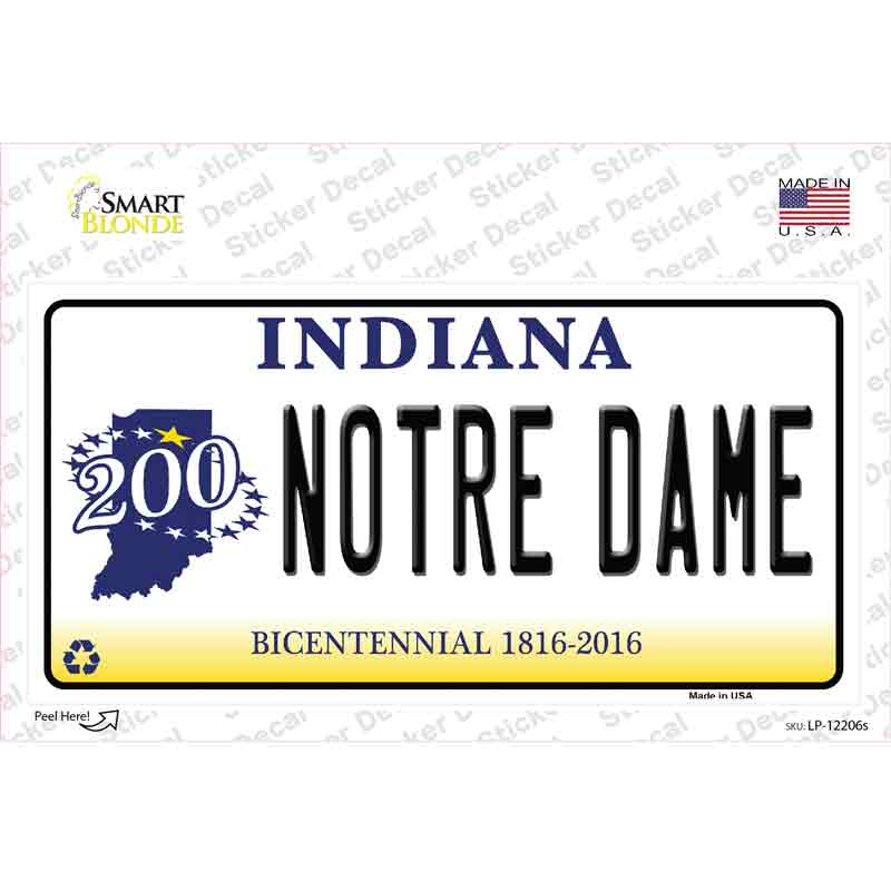 Notre Dame Indiana Novelty Sticker Decal Small