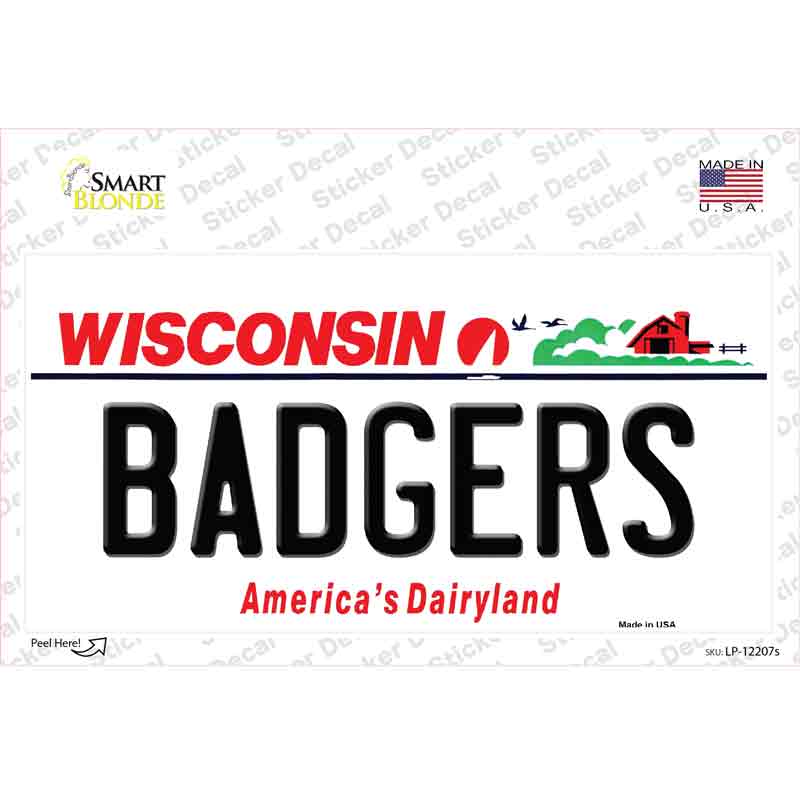 Badgers Wisconsin Novelty Sticker Decal Small