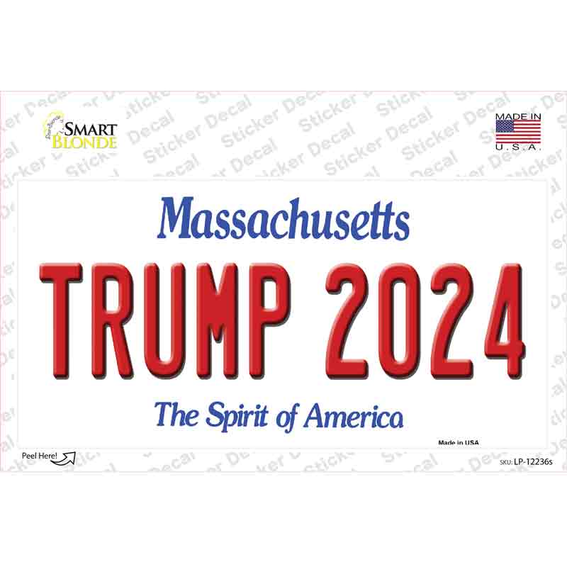 Trump 2024 Massachusetts Novelty Sticker Decal Small