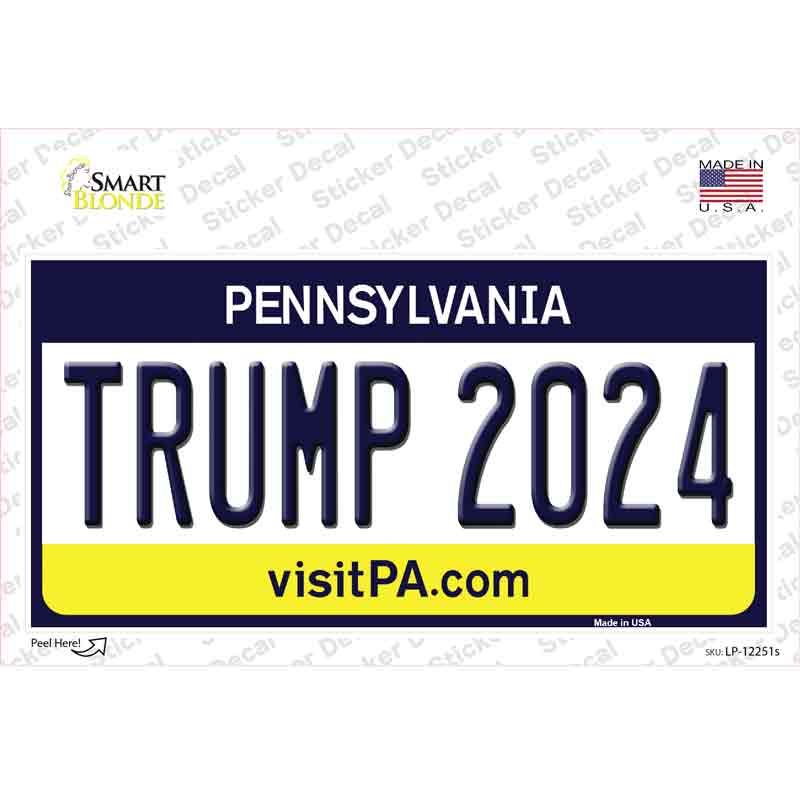 Trump 2024 Pennsylvania Novelty Sticker Decal Small