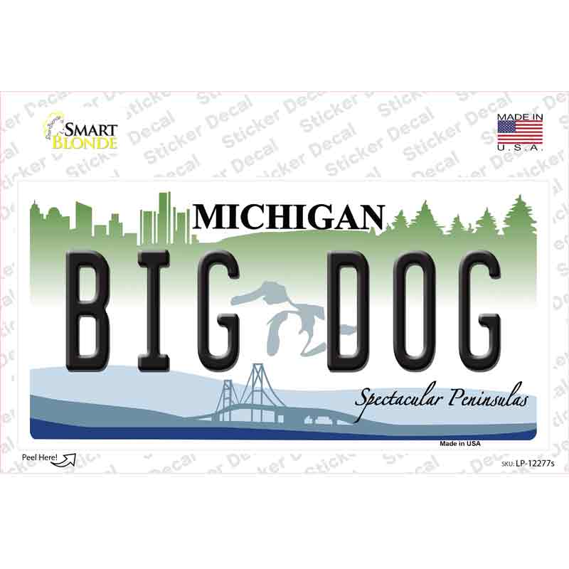 Michigan Big Dog Novelty Sticker Decal Small