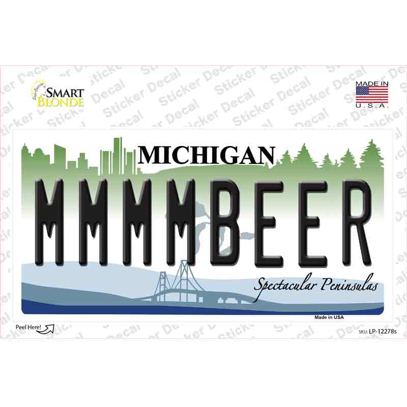 Michigan MMMMBeer Novelty Sticker Decal Small