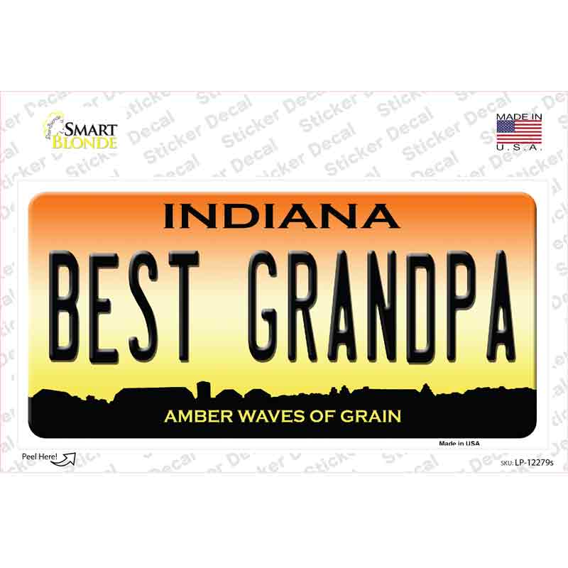 Best Grandpa Indiana Novelty Sticker Decal Small