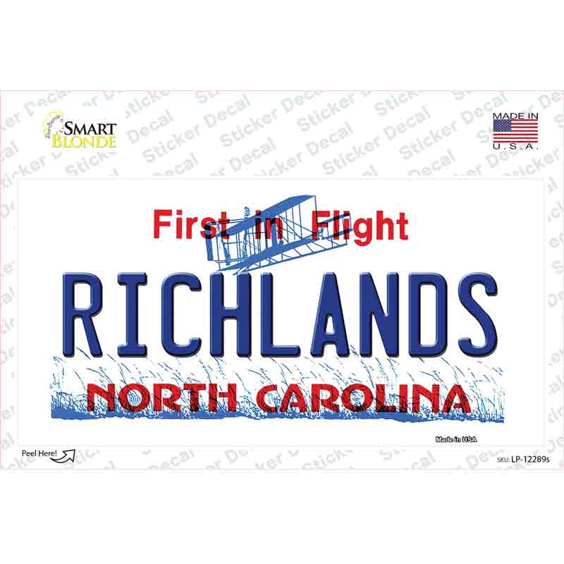 North Carolina Richlands Novelty Sticker Decal Small