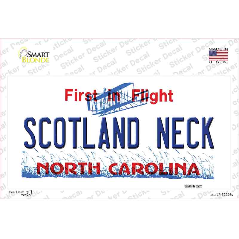 North Carolina Scotland Neck Novelty Sticker Decal Small