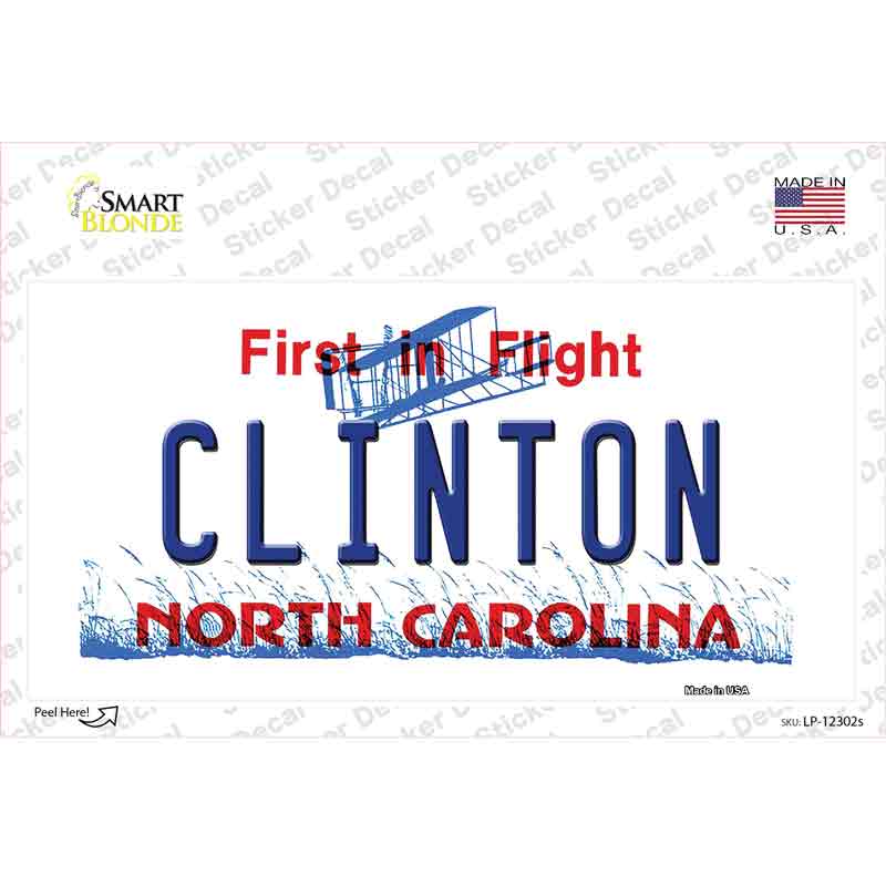 North Carolina Clinton Novelty Sticker Decal Small