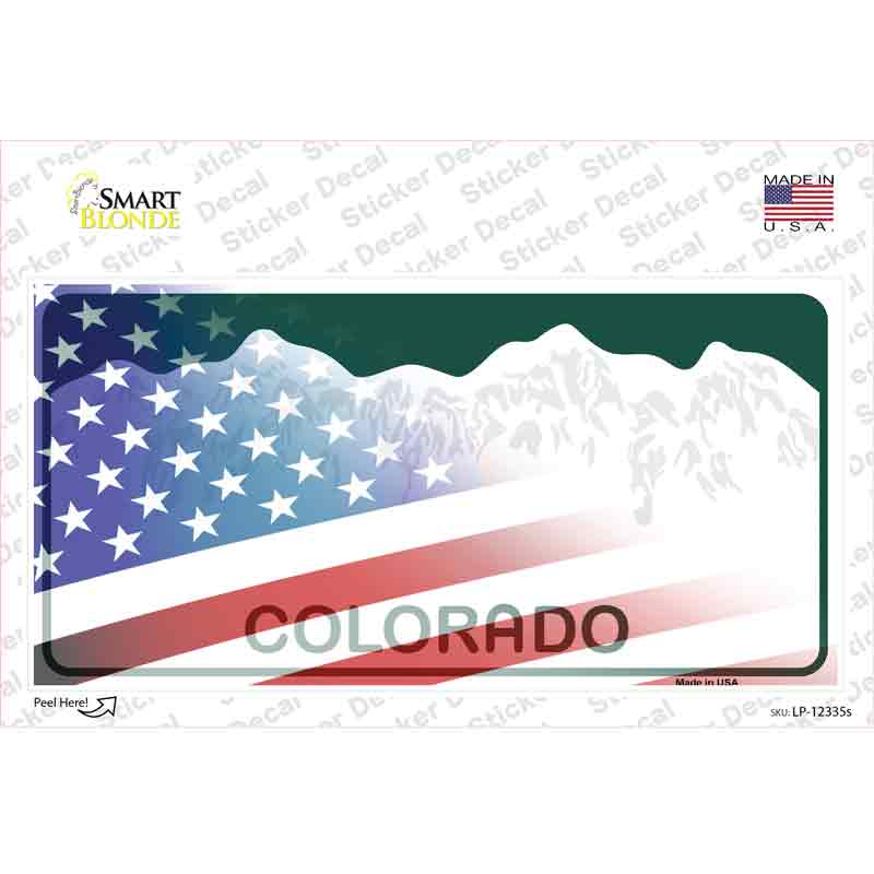 Colorado with American Flag Novelty Sticker Decal
