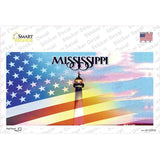 Mississippi with American Flag Novelty Sticker Decal Small