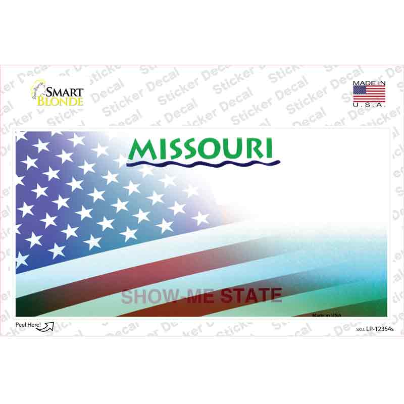 Missouri with American Flag Novelty Sticker Decal Small