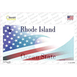 Rhode Island with American Flag Novelty Sticker Decal Small