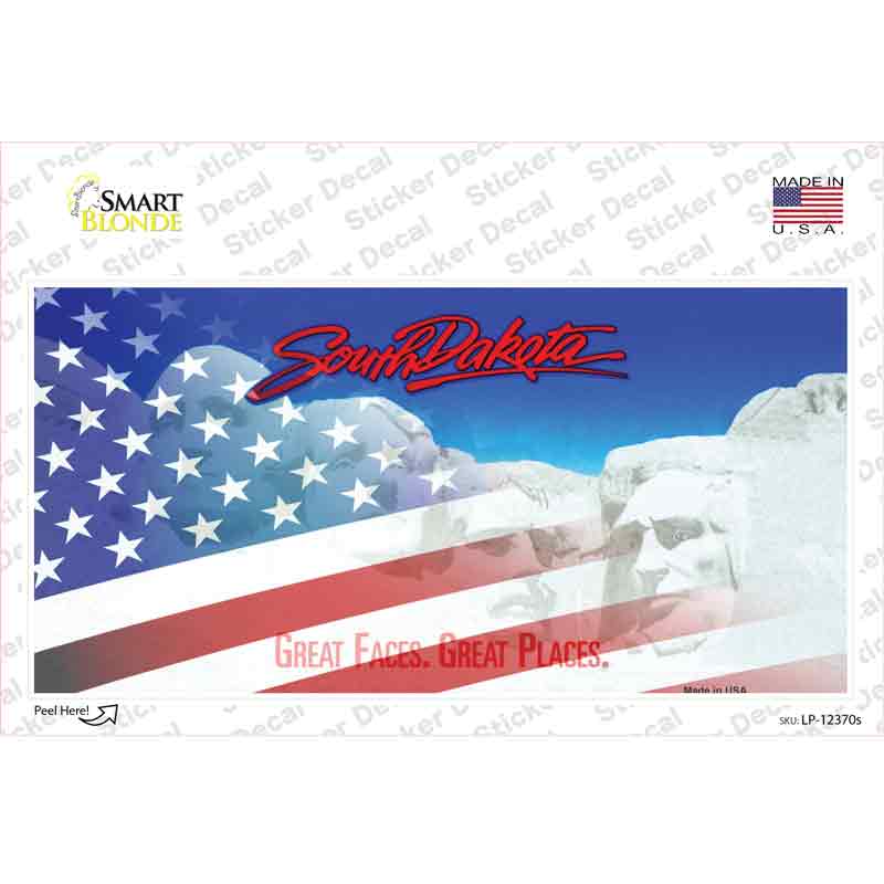 South Dakota with American Flag Novelty Sticker Decal Small