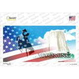 Wyoming with American Flag Novelty Sticker Decal Small