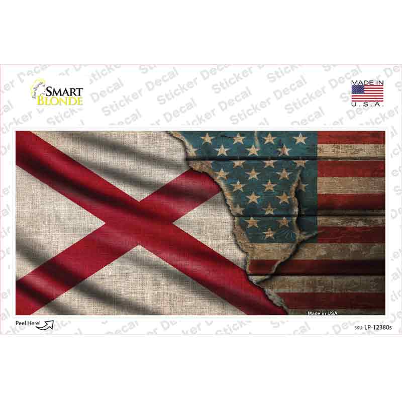 Alabama/American Flag Novelty Sticker Decal Small