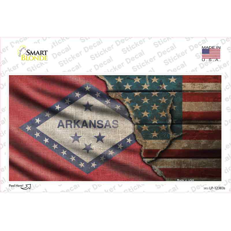 Arkansas/American Flag Novelty Sticker Decal Small