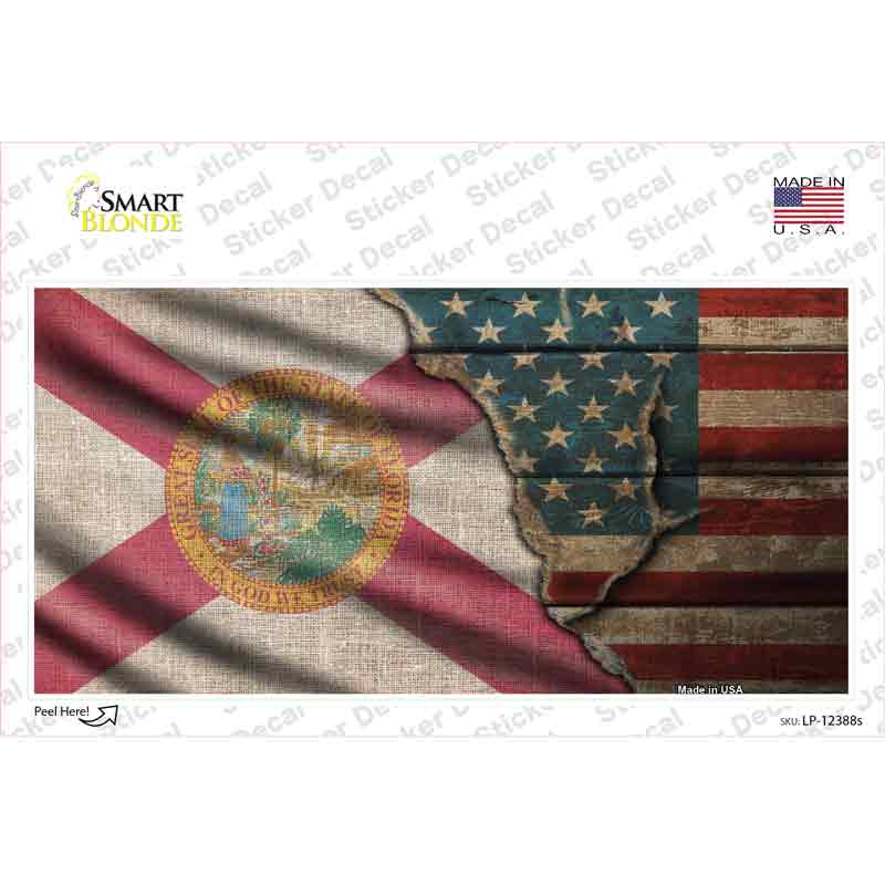 Florida/American Flag Novelty Sticker Decal Small