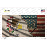 Illinois/American Flag Novelty Sticker Decal Small