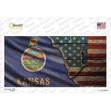 Kansas/American Flag Novelty Sticker Decal Small