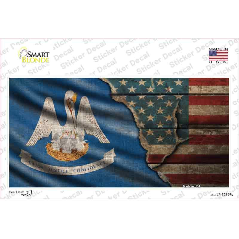 Louisiana/American Flag Novelty Sticker Decal