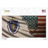 Massachusetts/American Flag Novelty Sticker Decal Small