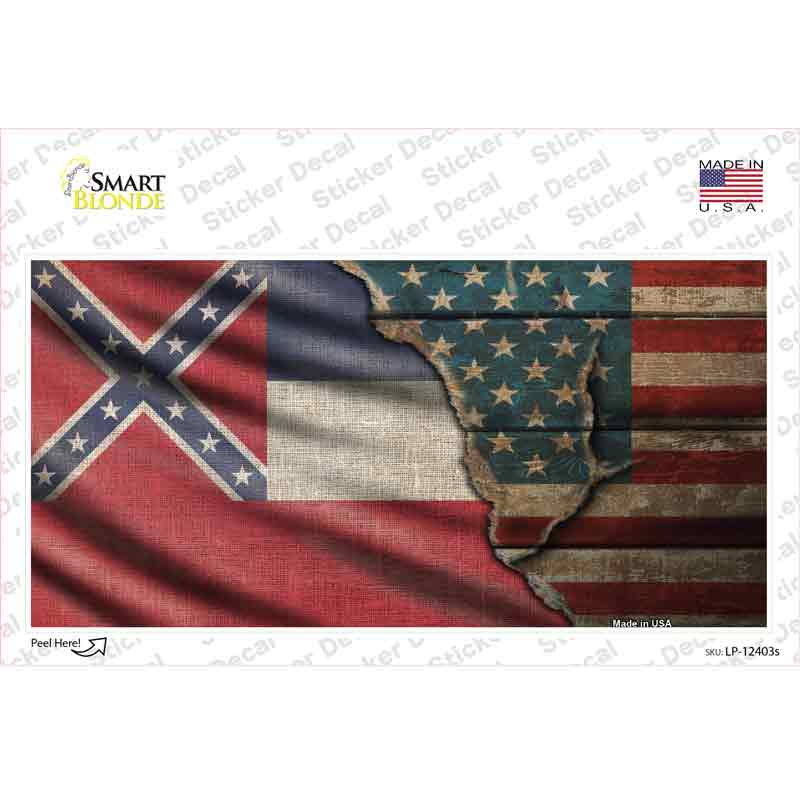 Mississippi/American Flag Novelty Sticker Decal Small