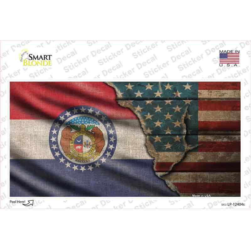 Missouri/American Flag Novelty Sticker Decal Small