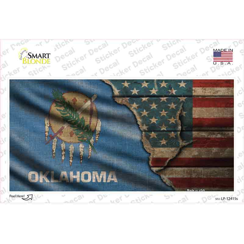 Oklahoma/American Flag Novelty Sticker Decal Small